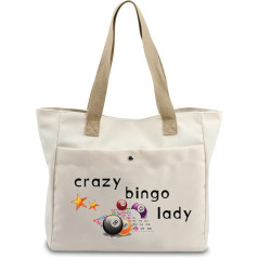 MYSOMY Crazy Bingo Lady Tote Large Bingo Game Set Storage Bag Bingo Lovers Gifts Bingo Players Tote Bag Bingo Shopping Bag (Bingo Ladies Tote Bag)