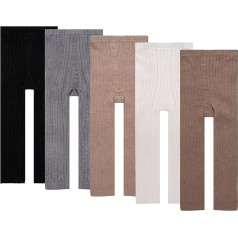 Meeshine 5 Pack Baby Girls Snug Fit Ribbed Footless Knitted Leggings 2-8 Years