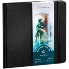 Книга для акварели Hahnemühle 100% хлопок, 250 г/м², матовая, поверхностно-склеенная, 30 листов/60 страниц, книга для акварели (19,5 x 19,5 см)
