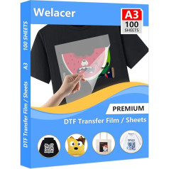 DTF Transfer Film Paper A3 (29,7 см x 42 см) 100 листов DTF Transfer Printer for T-Shirt, Clear DTF PET Transfer Film Paper Sheets for DTF Printer