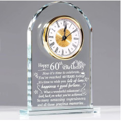 60-й день рождения Кварцевые часы подарки для мужчин женщин Стекло Keepsake Happy 60th Birthday Подарки для нее 60 лет орнамент