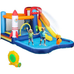 Надувной замок с воздуходувкой, горкой, бассейном, стеной для лазания, прыжками, водяной пушкой, надувной прыжковый замок с сумкой для пере