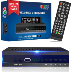 FIYAPOO DVB HD HDMI, HD ТВ ресивер, TDT DVB-T2 H265 HEVC FTA, PVR, USB, HDMI, MPEG-2/4, Digital SCART ТВ ресивер, Full HD 1080p наземный цифровой ТВ тюнер, совместим с Android (2024 New)