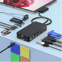 Док-станция Microsoft Surface, 12 в 1, тройной дисплей Surface Dock (2 x HDMI + VGA), док-станция для Surface Pro 11/10/9/8/X/7/6/5/4/3, Surface Laptop 5/Go/4/3/2/1, Surface Book 3/2, Surface