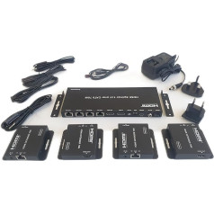 FOURKAY 1 x 4 1080P 70M HDMI Splitter через Cat5e/6/7 Extender с 4 PoC приемниками, HDMI Loop Out и инфракрасным управлением ТВ источником с любого удаленного дисплея