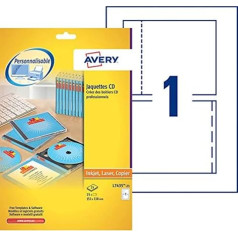 CD-Hüllen, für Scheiben und Rücken, personalisierbar und bedruckbar, Format 151 x 118 mm, Laserdruck, (L7435-25), 25 Stück