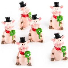 Logbuch-Verlag 6 Lucky Pigs Lucky Charms 2025 Give-Away Настольное украшение Новый год Новый год 4,5 см