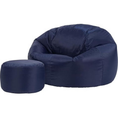 Bean Bag Bazaar Классический бобовый мешок с табуретом, темно-синий, бобовый мешок для взрослых, большой, бобовый мешок с наполнителем, подушка дл