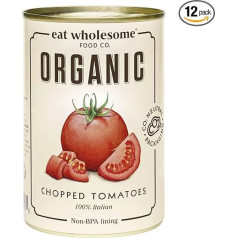 Eat Wholesome Tomatoes, Органические очищенные помидоры в кусочках, 400 г (упаковка из 12)| Органические кусочки помидоров, нарезанные помидоры