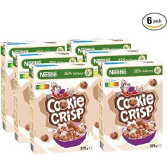 Nestlé Cookie Crisp, хлопья с цельным зерном в форме печенья для детского завтрака, упаковка из 6 (6 x 375 г)