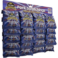 Mr Tubs Premium Pork Scratchings - Gluten Free - Perfectly Salted, 20 x 18g Bags in Pub Style, Protein-rich, Low-Carbohydrate, Keto-Friendly Pork Rind Snack (20 x 18g Bags)