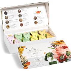 Подарочная коробка Tea Forté Jubilee Petite Presentation Box 10 пирамидок с органическим листовым чаем, зеленым, черным, белым и травяным чаем в ассортименте