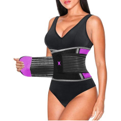 Finlin Ladies Waist Trainer Slim Waist Trimmer Back Support Belt Weight Loss Exercise Fitness Enhancement Sweat Effect, Purple, Small