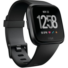 Смарт-часы для здоровья и фитнеса Fitbit Versa с монитором сердечного ритма, 4+ днями работы от аккумулятора и водонепроницаемостью до 50 м, черный