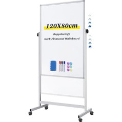 Мобильная доска Maxtek 120 x 80 см, двусторонняя магнитная доска из смешанной пробки и белой доски, регулируемая по высоте доска с подставкой, дос