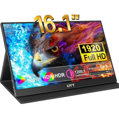 UYY Портативные мониторы 2024 HDR Портативный монитор Игровые мониторы FreeSync IPS с USB-C HDMI Двойные динамики Smart Case для ноутбука ПК Телефон Mac PS5 Игров
