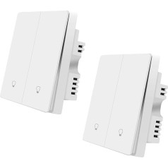 ZigBee Smart Light Switch, 2 Pack, Работает с Alexa Google Home, Кнопочный выключатель с подсветкой, Требуется нейтральный провод, Требуется концентратор Zigbee, 2 Gang