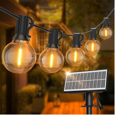 SUWIN Solar Fairy Lights Outdoor, 18 m Fairy Lights Bulbs Outdoor 30 + 2 LEDs G40 Bulbs, Waterproof 4 Mode Solar Garden Garland Lights for Patio, Backyard, Balcony, Party (USB Powered)