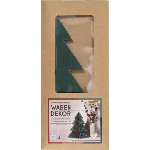 folia 49201 Honeycomb Decoration Classic Xmas Tree, рождественская подвеска, высота около 32 см, складное рождественское украшение для использования в помещении