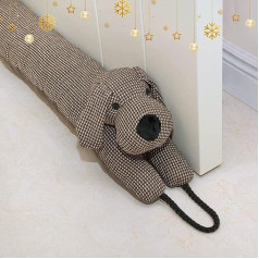 Forecronic Under Door Draught Excluder Decorative Wind Stopper 91 cm for Door and Window Weighted Animal Air Draught Excluder Snake Noise Blocker for Down Door with Hanging Loops - Brown Dog