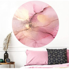 Grandora DL705-2 Wall Tattoo Living Room Wall Sticker Marble Wallpaper Modern Round Wall Sticker Pink Gold Bedroom Wall Decoration Self-Adhesive Wall Picture Hallway Pastel