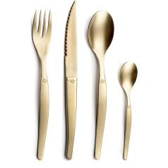 Lou Laguiole JET Steak Cutlery Set JET - набор столовых приборов на 4 персоны | 16 предметов | шампанское | Набор столовых приборов с PVD покрытием | лезвие с микр