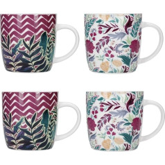 Кофейные кружки KitchenCraft Exotic Floral Stoneware 15oz (набор из 4)