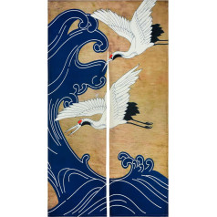 LIGICKY Японский стиль толстый лен Норен длинные шторы дверь занавес разделитель комнаты гобелен для домашнего текстиля, зеленый, коронованн