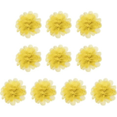 PATIKIL 10 Шт. 2.8 Дюймов Шифон Цветы Сетка Ткань Цветы Шитье Ткань Украшения Оголовье Украшения для DIY Ремесла Свадебный Декор Желтый