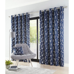 Enhanced Living Fleur Navy энергосберегающие цветочные термошторы для спальни гостиной 90x72 дюйма пара