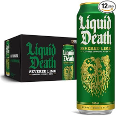 Liquid Death, Severed Lime Sparkling Water, газированный напиток со вкусом лайма, подслащенный настоящей агавой, с низким содержанием калорий и сахара, 12 упак