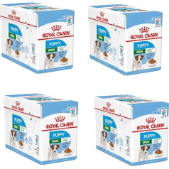 ROYAL CANIN Mini Puppy | Упаковка из 4 штук | 4 x 12 x 85 г | Влажный корм для щенков мелких пород собак | до 10 месяцев | Мелкие кусочки в подливке | Мягкая текс