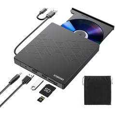 ORIGBELIE Внешний CD-плеер для ноутбука, тонкий USB 3.0 Type-C CD/DVD+/-RW внешний DVD Burner, Plug & Play внешний DVD-привод для ноутбука, настольного ПК Windows 11/10/8/7/XP/Vista 