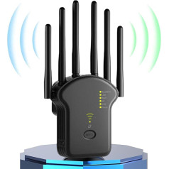 2024 Новейший WLAN усилитель 1200 Мбит/с, WLAN ретранслятор двухдиапазонный WLAN усилитель сигнала с 2 LAN портами, WPS, 3dBi x6 антенны совместимы со всеми W