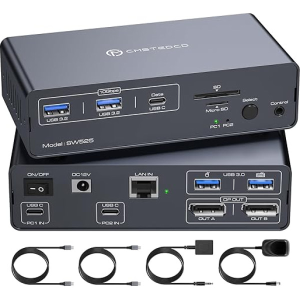 FQuanmap 4K120Hz USB C док-станция с Displayport KVM переключатель 2 ПК 2 монитора USB 3.2 KVM переключатели двойной монитор для 2 ноутбуков совместно 1G Ethernet 5 USB по