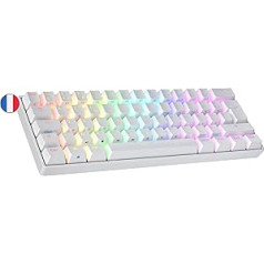 Механическая 60-процентная клавиатура Ranked S60 Supernova, игровая клавиатура с горячей заменой, 62 клавиши с RGB-подсветкой, PC/Mac Gamer, AZERTY French (белый, Gater