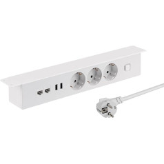 Настольная розетка maxtrack NV64L с 3-сторонним защитным контактом, 2 x USB и 2 x LAN разъемами, несколько розеток для дома, кнопка включения/выключения,