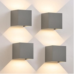 Kowanie LED Wall Light Outdoor Wall Lamp Indoor - Pack of 4 Outdoor Wall Lights Up Down Light Outdoor 5 W IP65 Waterproof Outdoor Lamp Wall Lighting Grey Outdoor Light Wall Spotlight for Hauswa