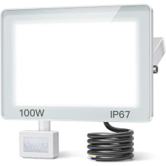 100W 10000LM Открытый датчик движения светодиодный прожектор Открытый 6500K прохладный белый IP67 Водонепроницаемый светодиодный прожектор безопа