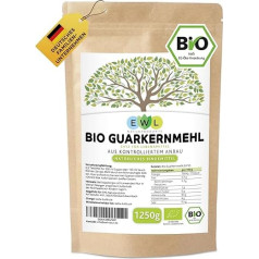 EWL Naturprodukte Organic Guar Seed Flour 1250 g XXL Value Pack Guar Gum Organic Guar Kernel Flour from Controlled Cultivation Guar Gum E412 Gluten Free Binding Agent Thickening Agent 1250 g