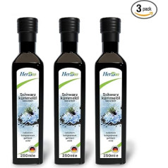 HerbBio Black Cumin Oil Cold Pressed Filtered 3 x 250 ml - бережное холодное прессование в сыром виде - 100% натуральное масло черных семян - ежедневный свежий помол пр