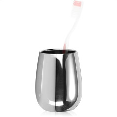 com-four® Stainless Steel Toothbrush Cup - High Gloss Toothbrush Cup 200 ml - Premium Stainless Steel Toothbrush Cup - Steel Cup Double-Walled & BPA-Free (1 Piece - Stainless Steel)