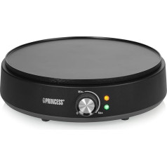 Princess Deluxe 492235 Крепмейкер Диаметр поверхности для выпечки 30 см Регулируемый термостат Антипригарное покрытие 1200 Вт Черный