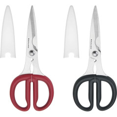 KitchenAid - Кухонные ножницы - Ножницы для дома - Нескользящие ручки - Острые ножницы - Нержавеющая сталь - Пластик - Серый