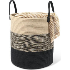 HDRNT Плетеная хлопковая корзина для белья, 45 л корзина для белья с ручкой, плетеный сортировщик белья, корзина для хранения белья для прачечн