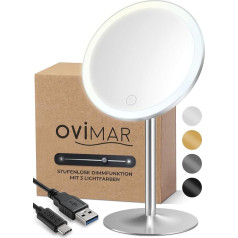 ovimar Bogo Косметическое зеркало серебро с подсветкой Перезаряжаемые отдельно стоящие в ванной комнате 5x увеличивающее зеркало макияж зеркал