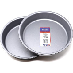 Lets Cook Cookware Victoria 23cm Sandwich Tin - Set of 2 - Solid Base - Made in UK - Teflon Non-Stick Coating - 23cm