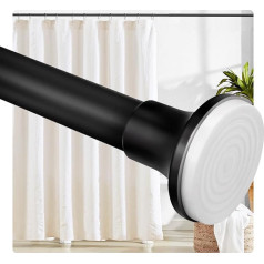 Dmore Shower Curtain Rail Stainless Steel 150-175cm Extendable Black Telescopic Rod Can Be Adjusted By Twisting Without Drilling Can Be Helded Securely As Shower Rail