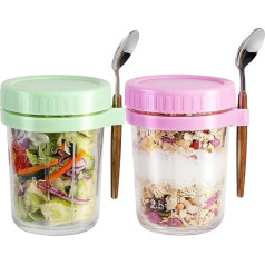 Контейнер для овса с крышкой и ложкой, 10 унций, крупы, молоко, овощи и фруктовые салаты, контейнеры для хранения с мерными метками (фиолетовы