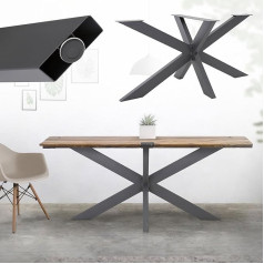Ml Design Modern Living ML-Design Spider Table Frame, 78 x 71 x 150 см, антрацит, Cross Frame, X-Design, ножки для стола, ножки для мебели, прочные полозья для стола, сталь, металлич